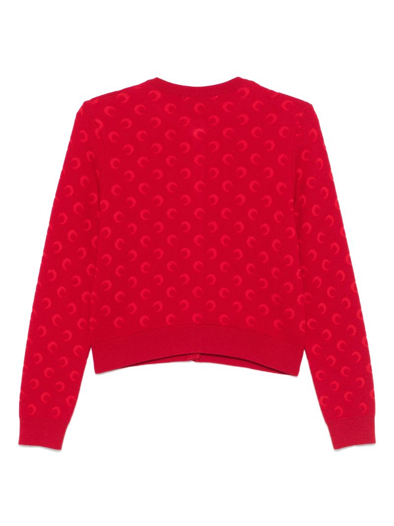 Red Crescent Moon-jacquard Cardigan