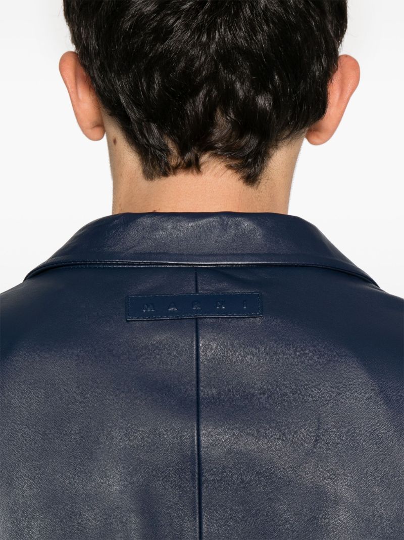 Leather Single-breasted Blazer