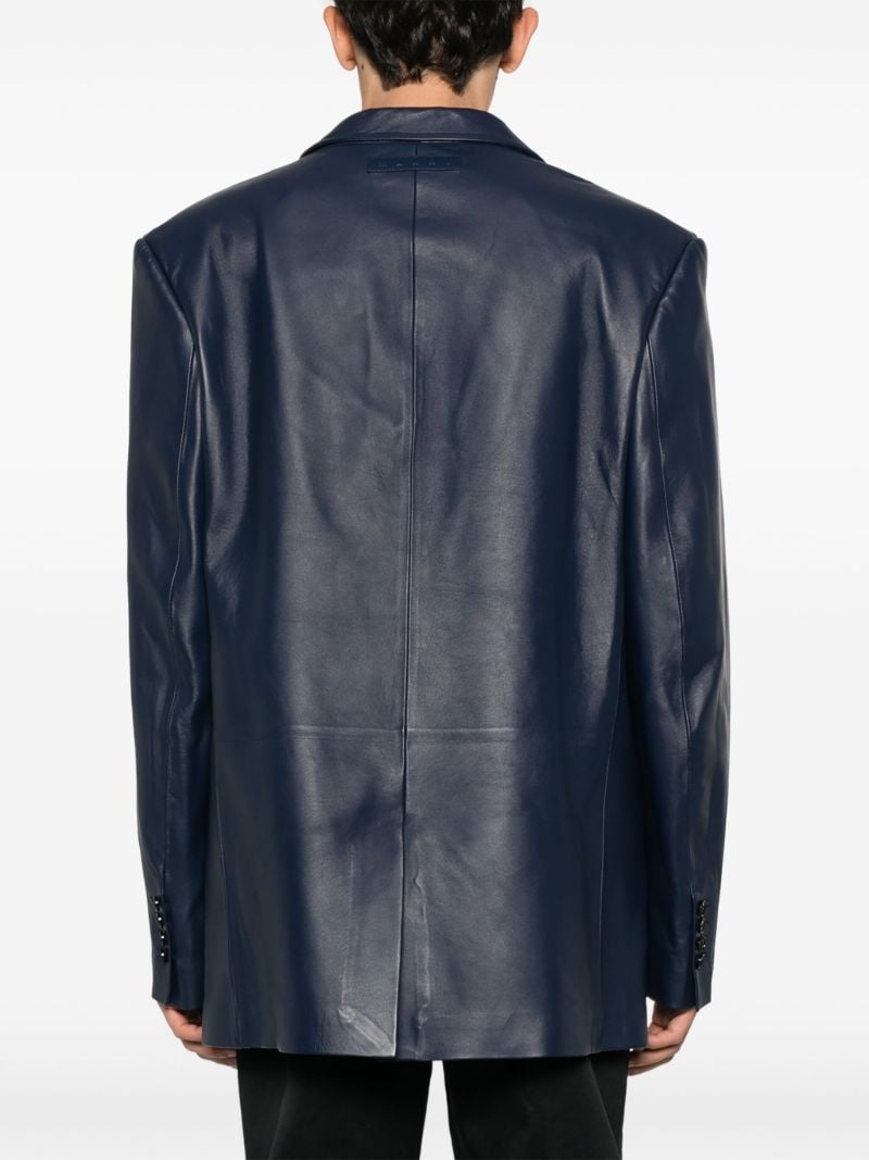 Leather Single-breasted Blazer