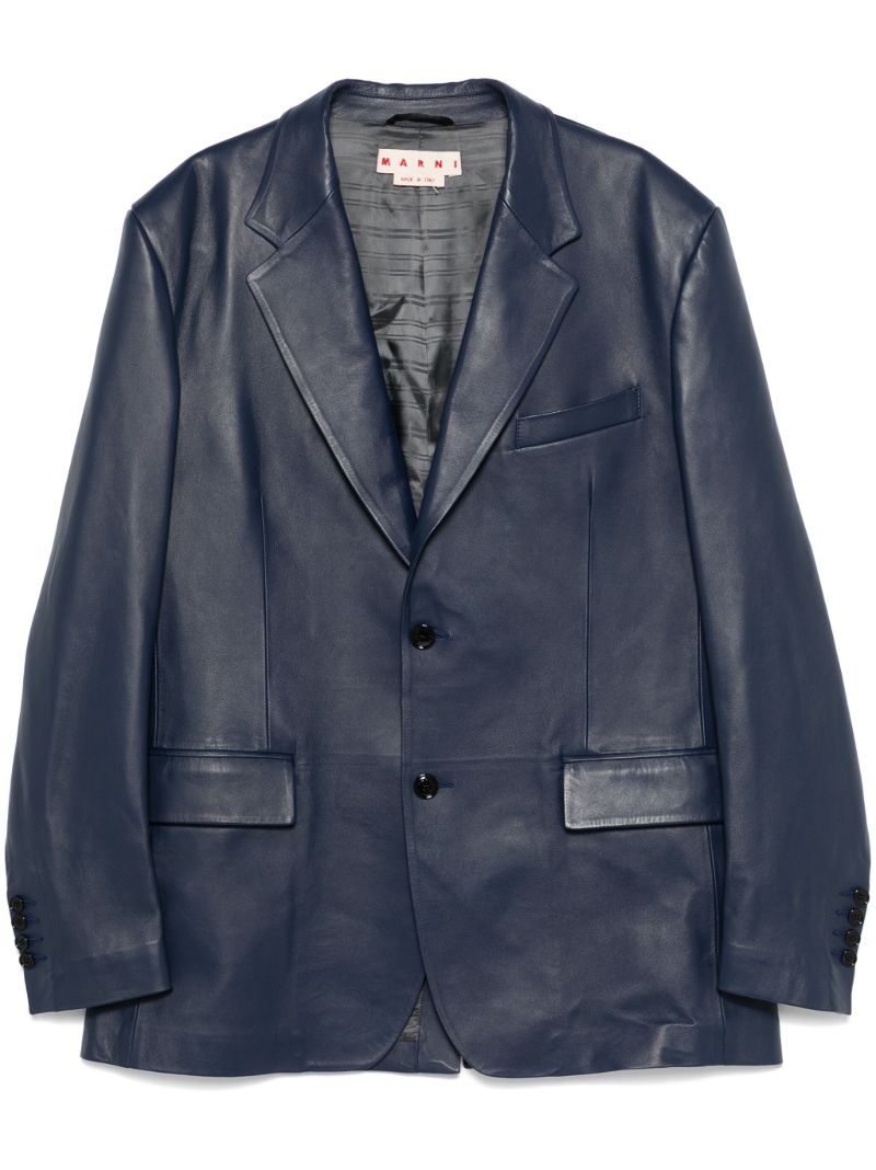 Leather Single-breasted Blazer