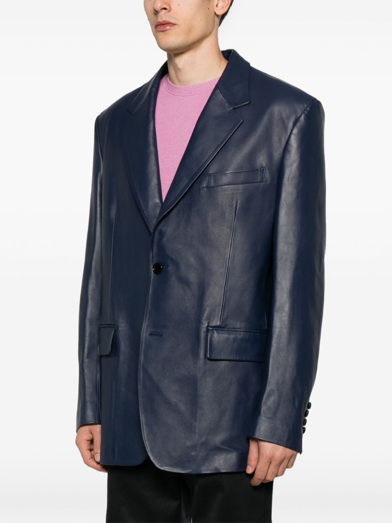 Leather Single-breasted Blazer