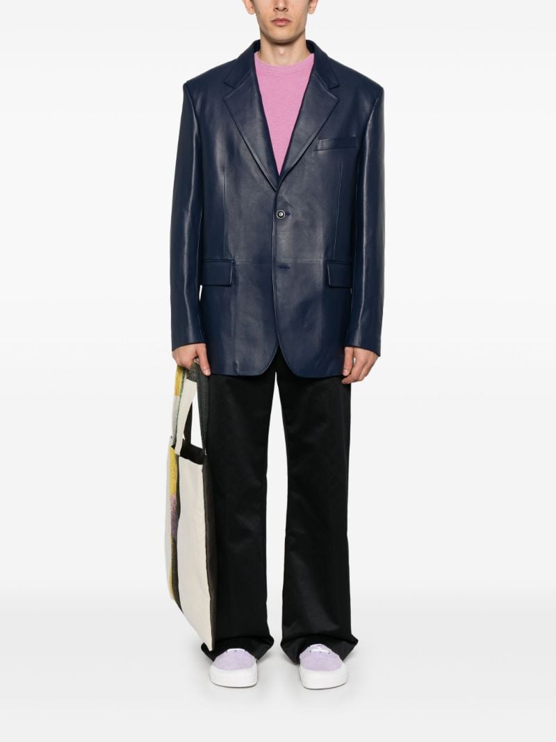 Leather Single-breasted Blazer