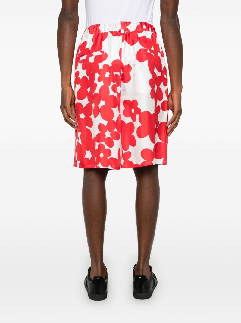 Red Floral-print Shorts