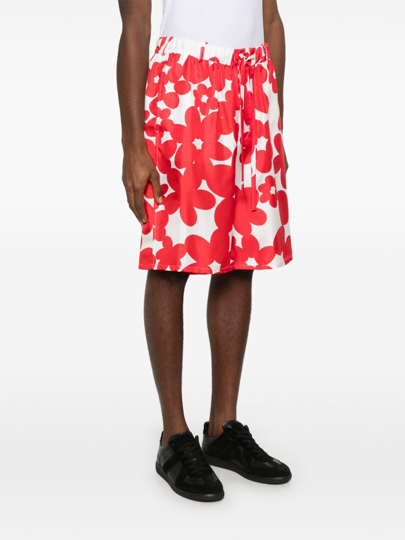Red Floral-print Shorts