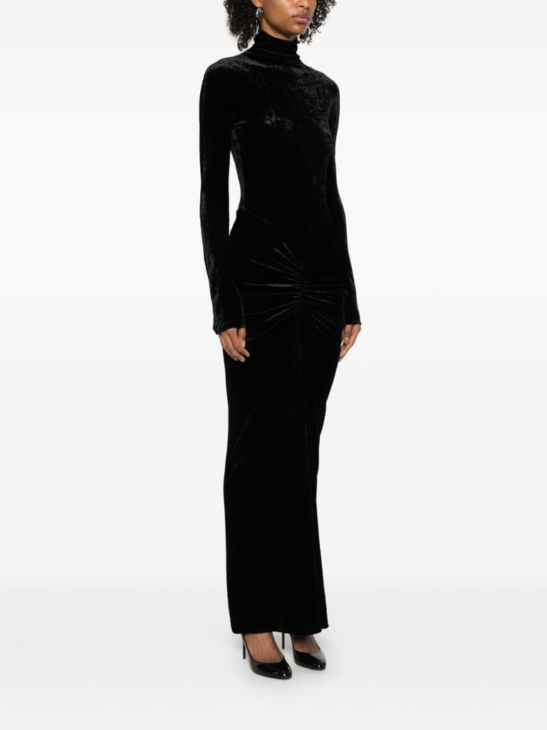 Velvet Draped Maxi Dress