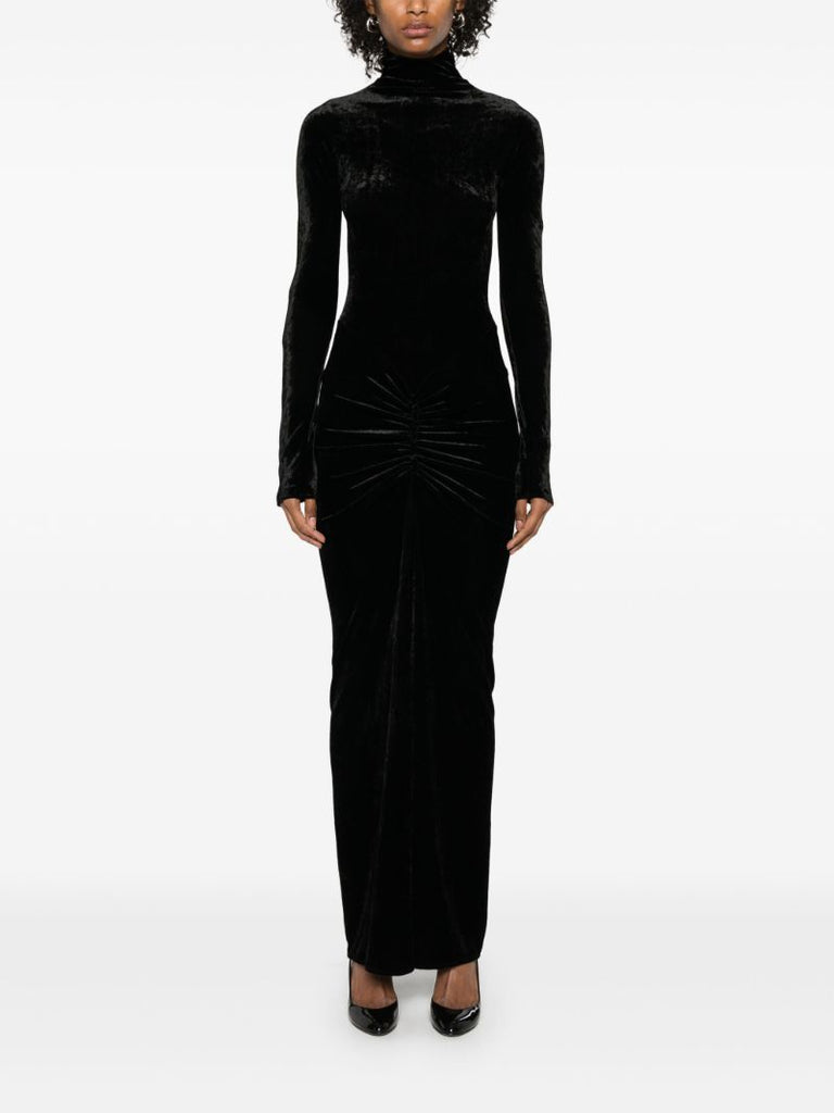 Velvet Draped Maxi Dress
