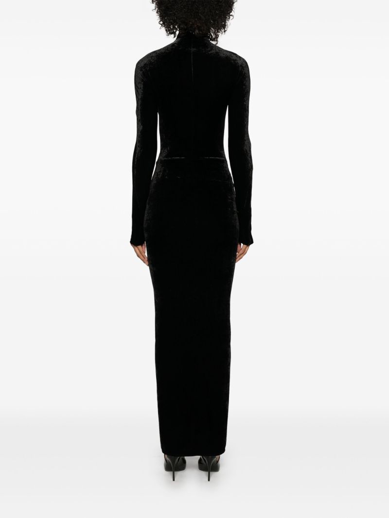 Velvet Draped Maxi Dress