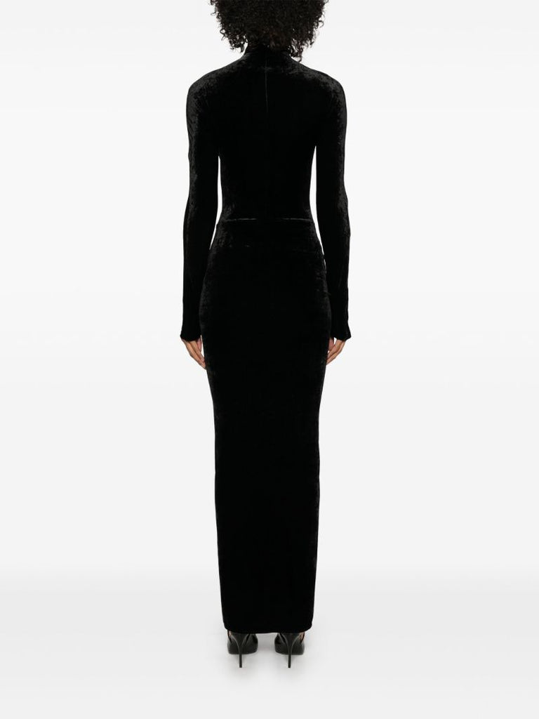 Velvet Draped Maxi Dress