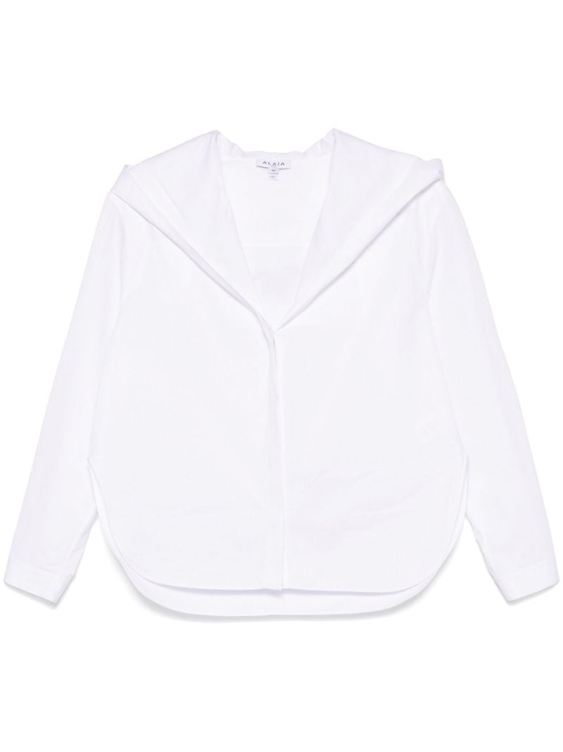 White Poplin Hooded Shirt