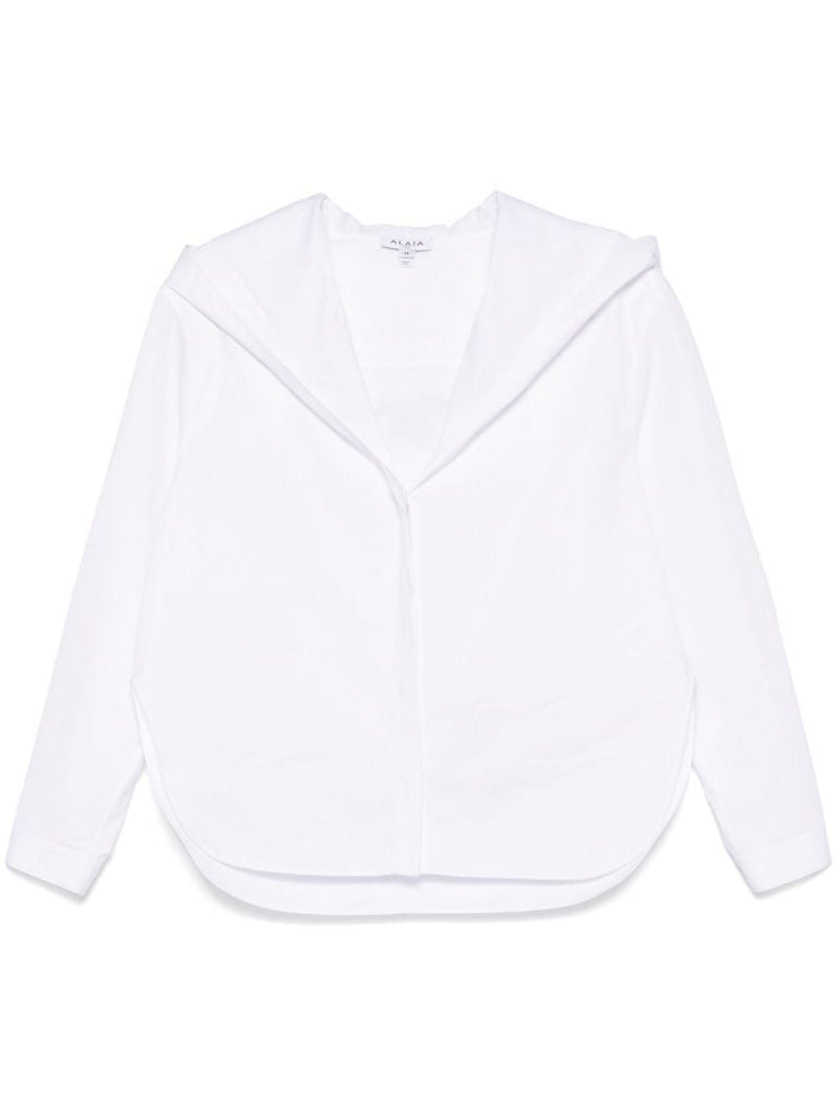White Poplin Hooded Shirt