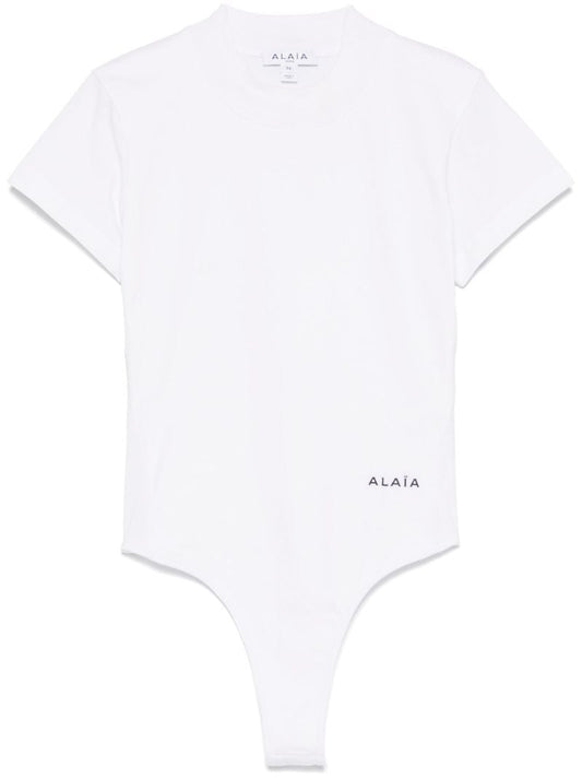 White Logo-print Bodysuit