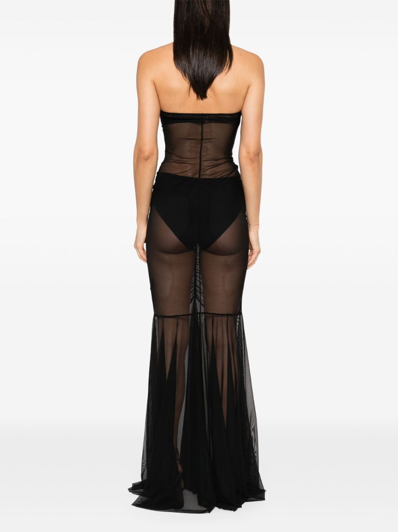 Black Strapless Shirred Gown