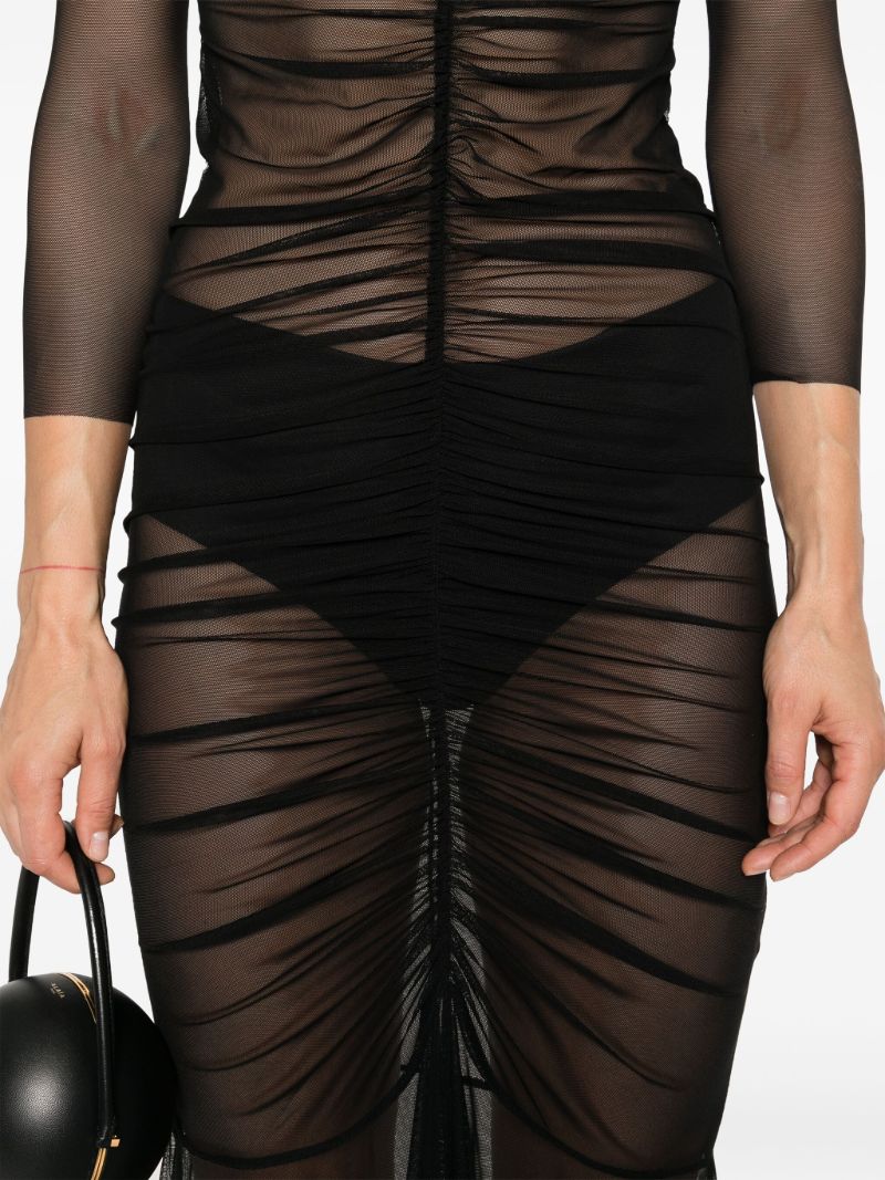 Black Off-shoulder Shirred Gown