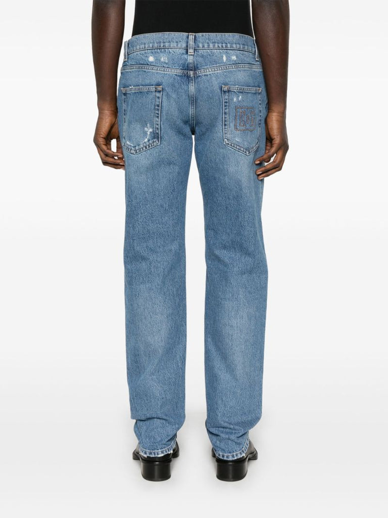 Distressed Straight Jeans