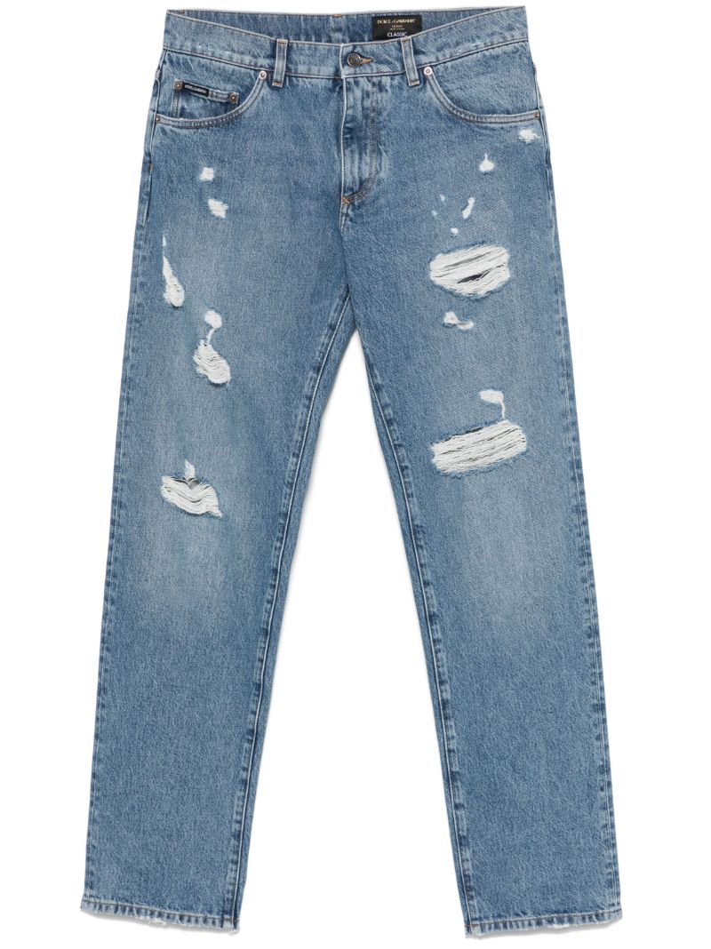 Distressed Straight Jeans