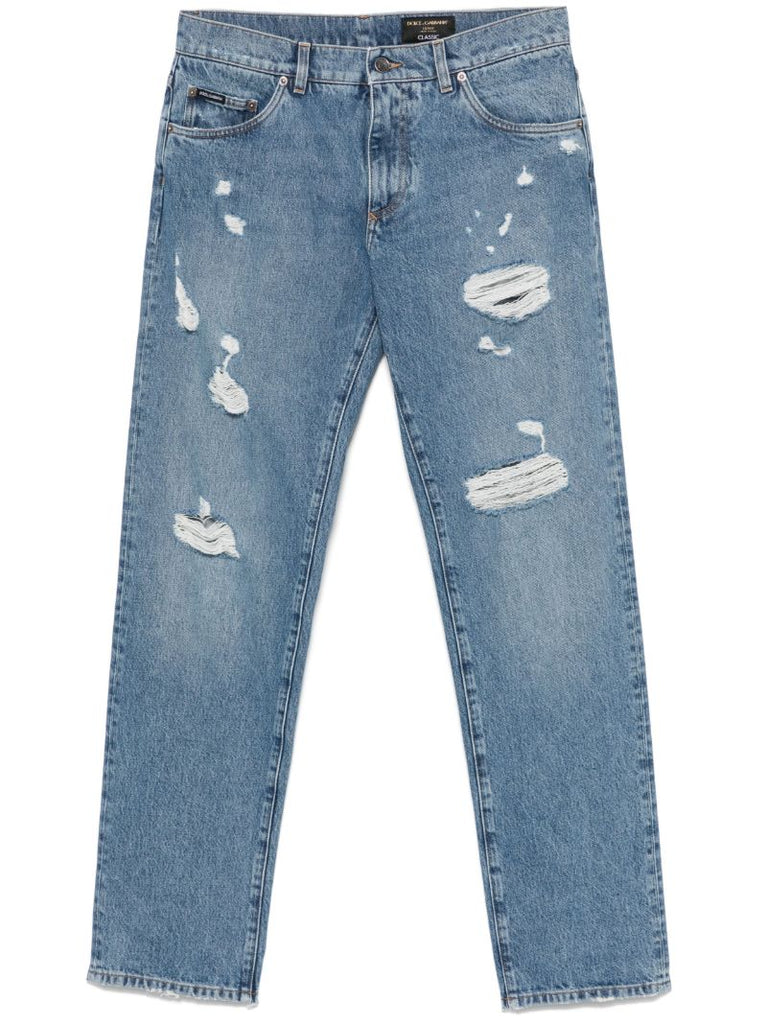 Distressed Straight Jeans