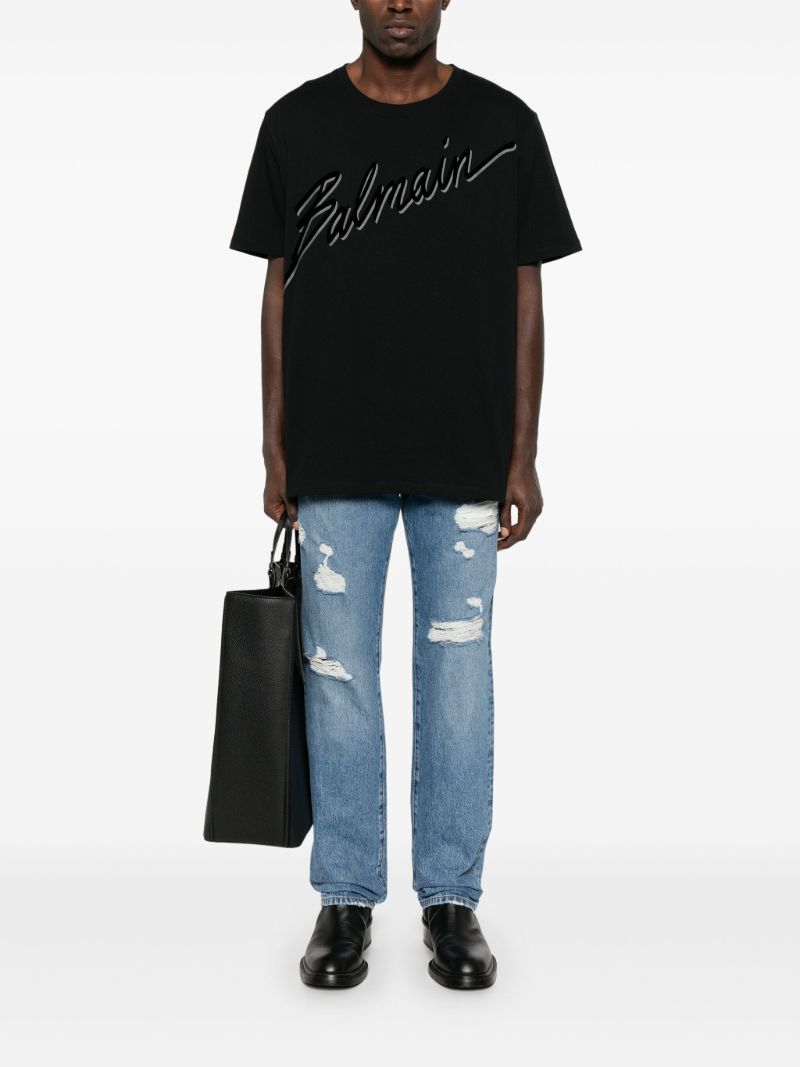 Distressed Straight Jeans