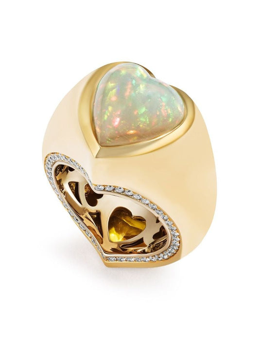 18kt Yellow Gold Cuore a Cuore Sapphire and Diamond Ring
