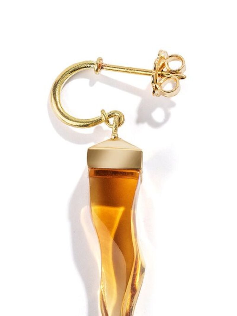 18kt Yellow Gold Cornicello Citrine Earrings