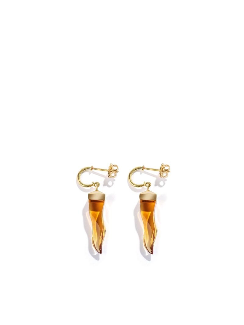 18kt Yellow Gold Cornicello Citrine Earrings