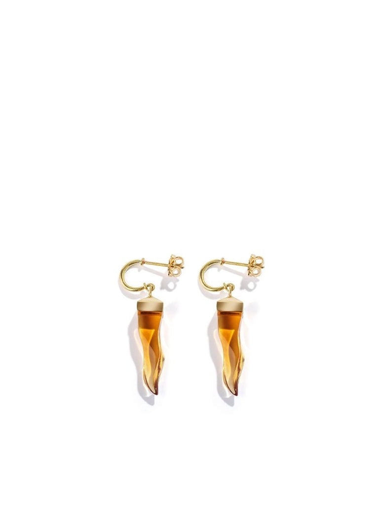 18kt Yellow Gold Cornicello Citrine Earrings
