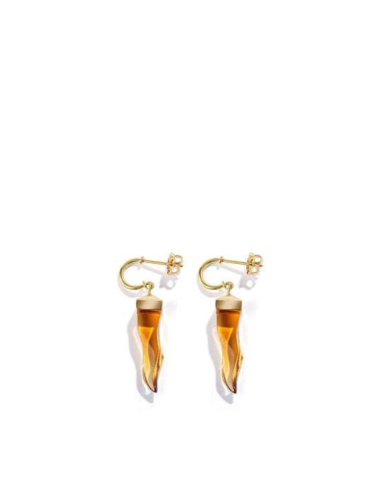 18kt Yellow Gold Cornicello Citrine Earrings