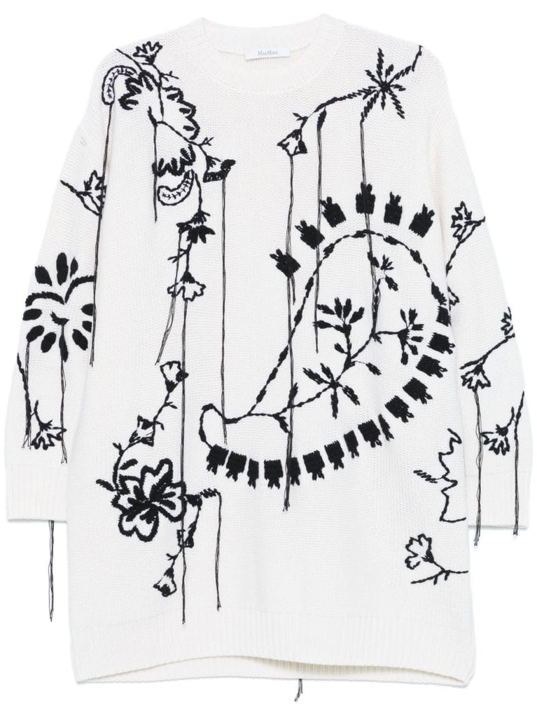 White Floral-embroidered Dress