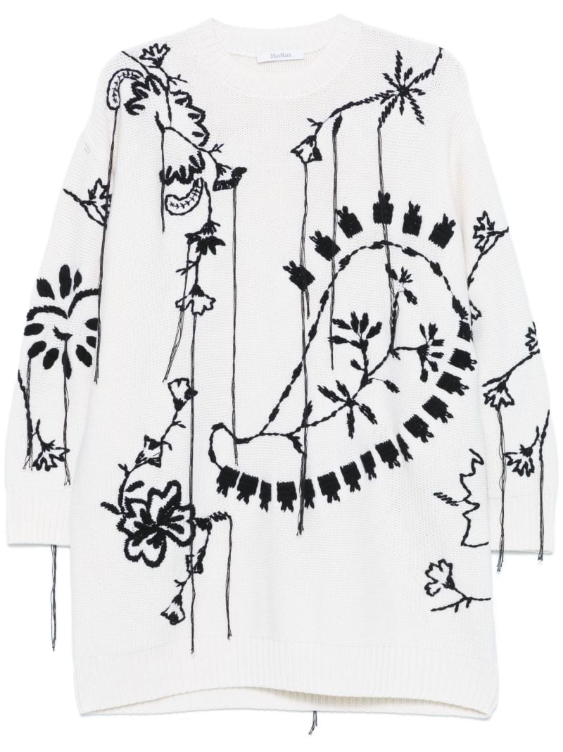 White Floral-embroidered Dress