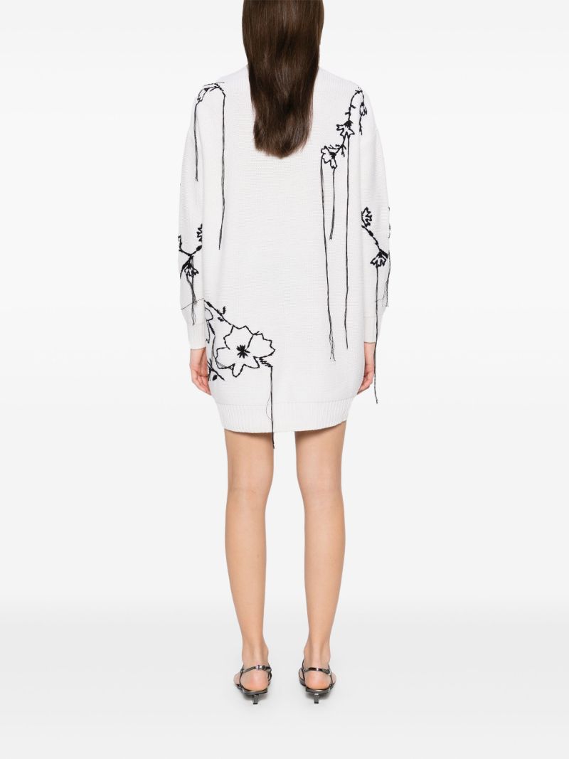 White Floral-embroidered Dress