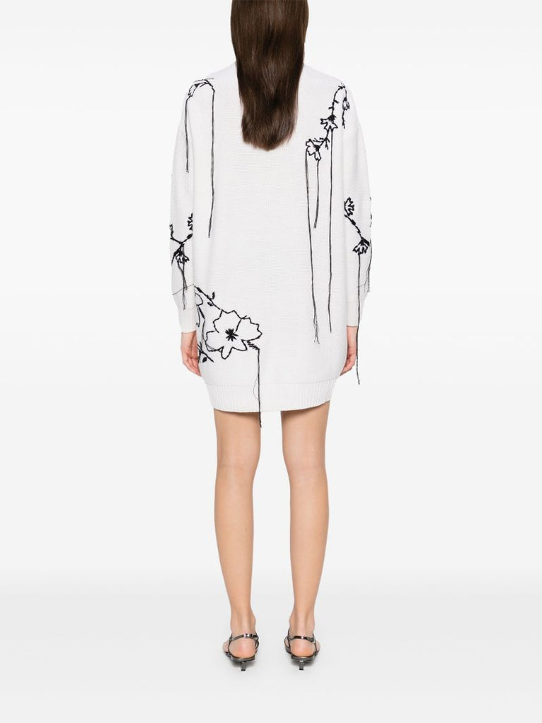 White Floral-embroidered Dress