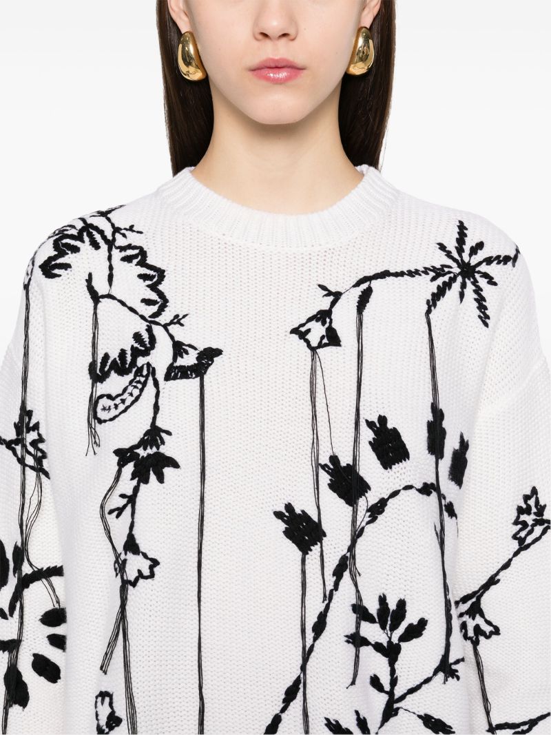 White Floral-embroidered Dress