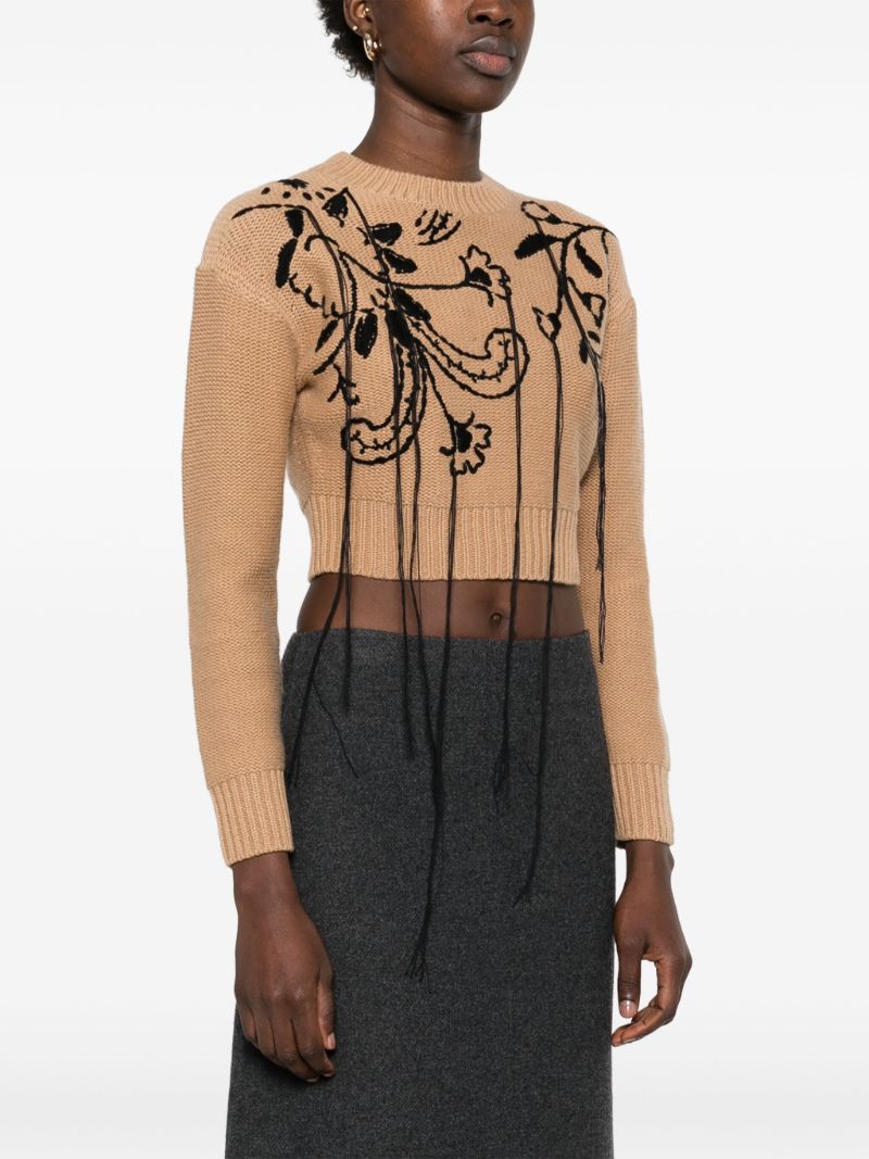 Brown Floral-embroidered Sweater