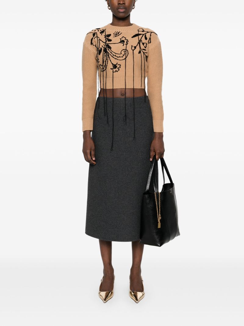 Brown Floral-embroidered Sweater