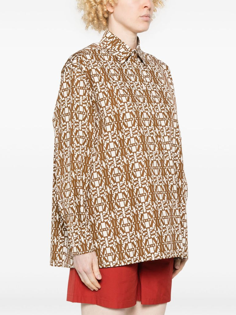 Brown Monogram-print Shirt