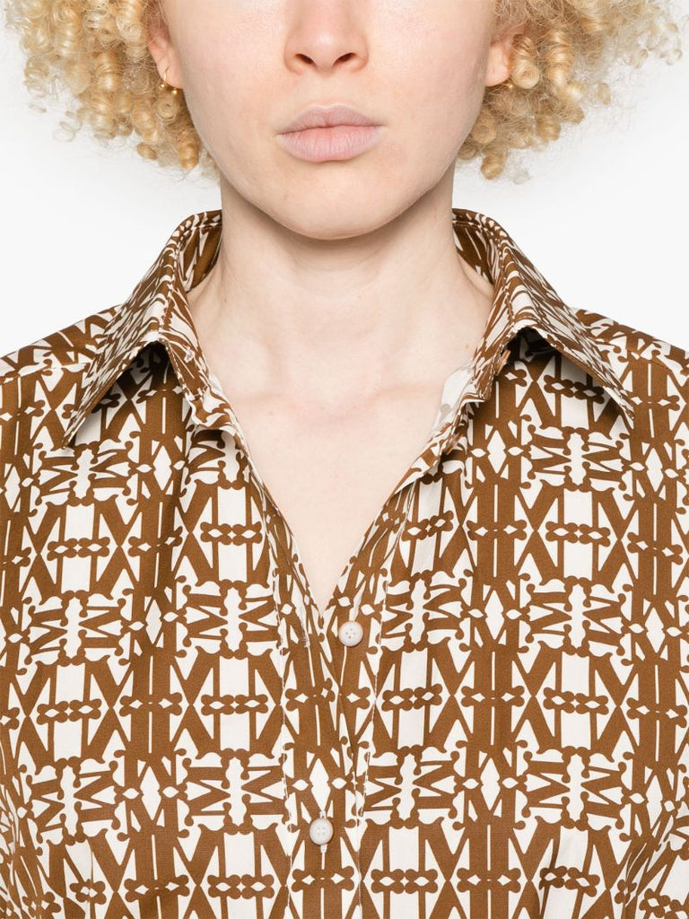 Brown Monogram-print Shirt