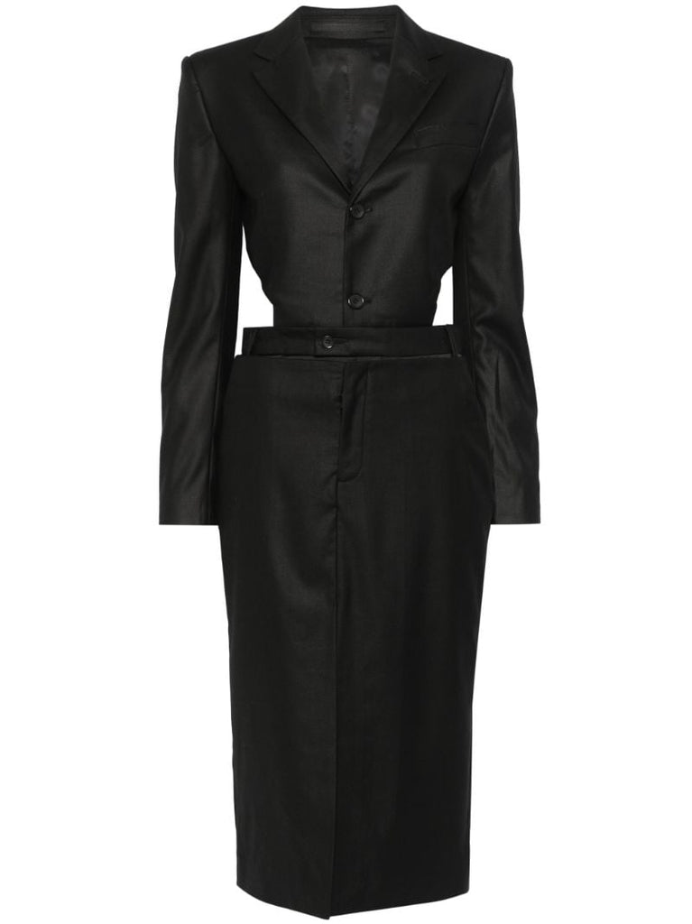 Black Cut-out Skirt Suit
