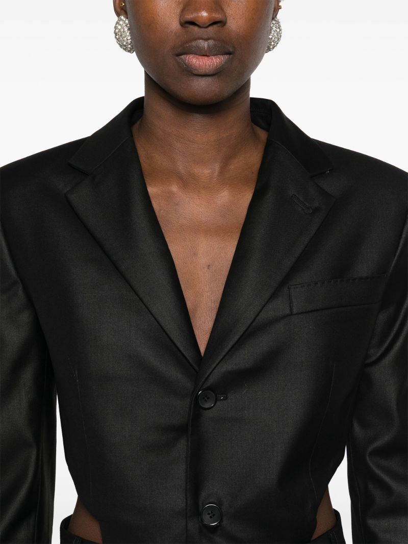 Black Cut-out Skirt Suit