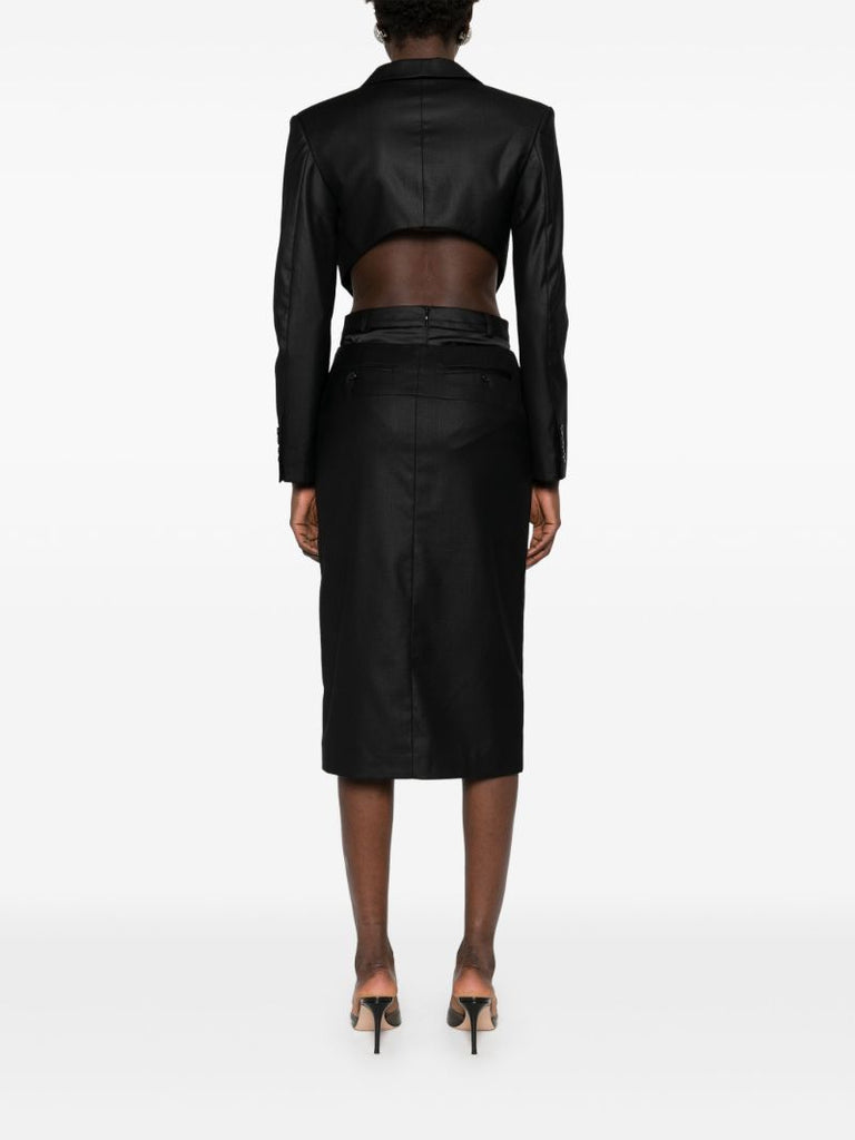 Black Cut-out Skirt Suit