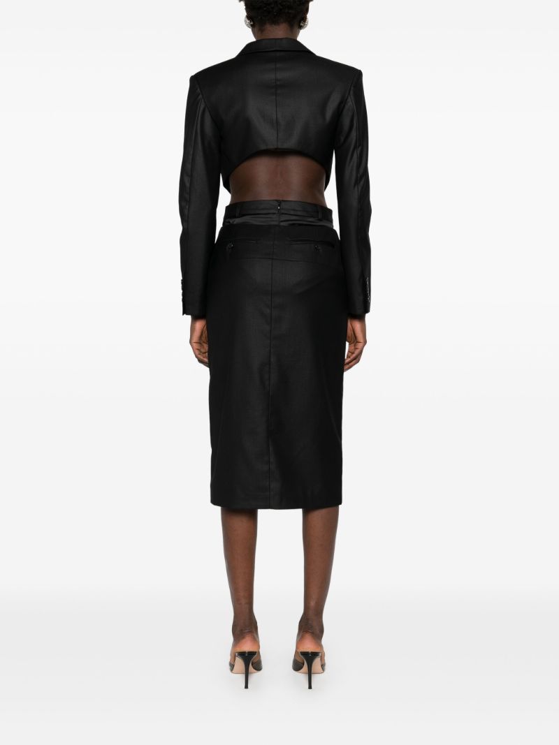 Black Cut-out Skirt Suit