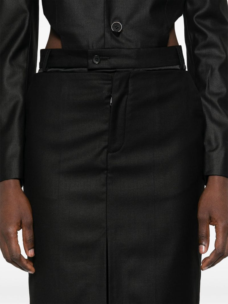 Black Cut-out Skirt Suit