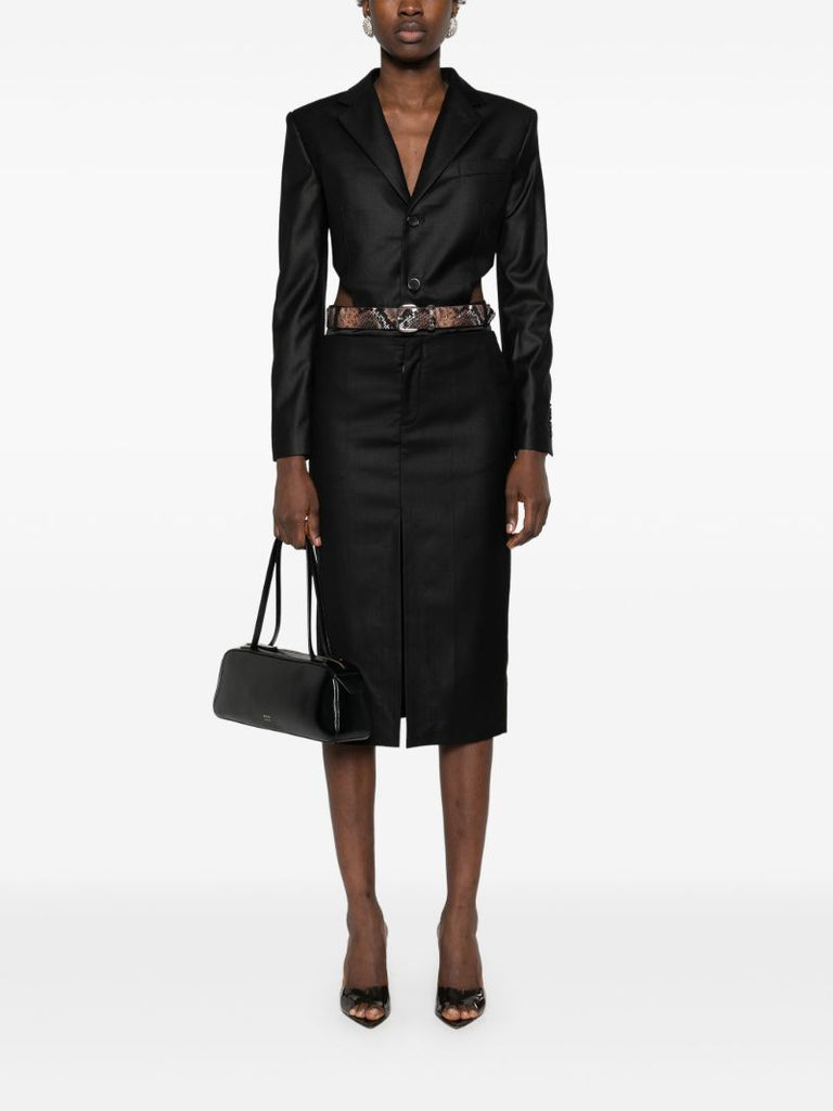 Black Cut-out Skirt Suit