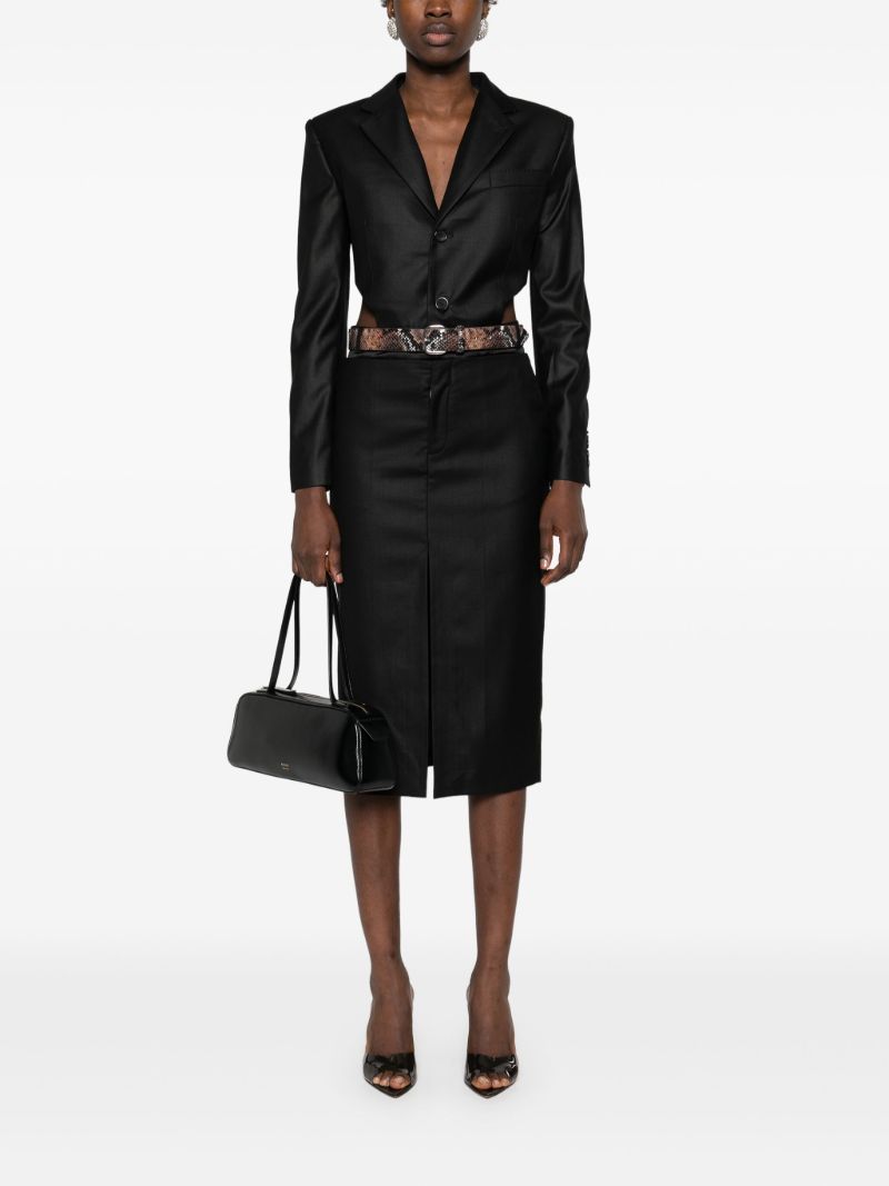 Black Cut-out Skirt Suit