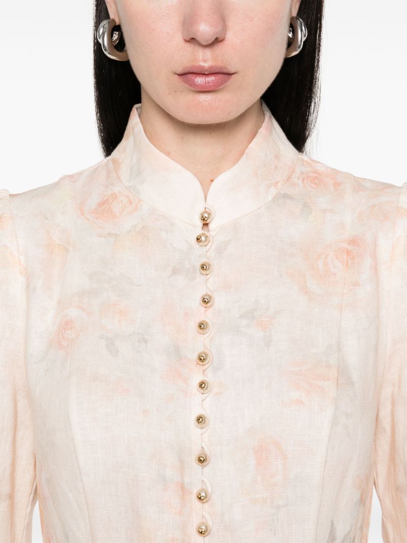 Rose-print Midi Dress