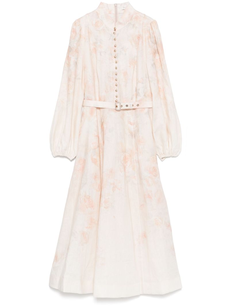 Rose-print Midi Dress