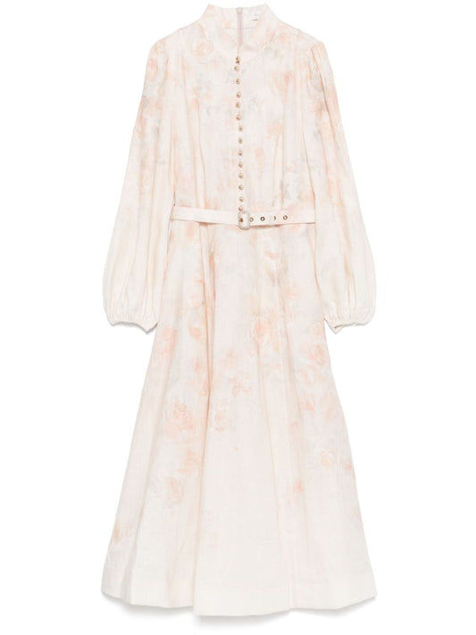 Rose-print Midi Dress