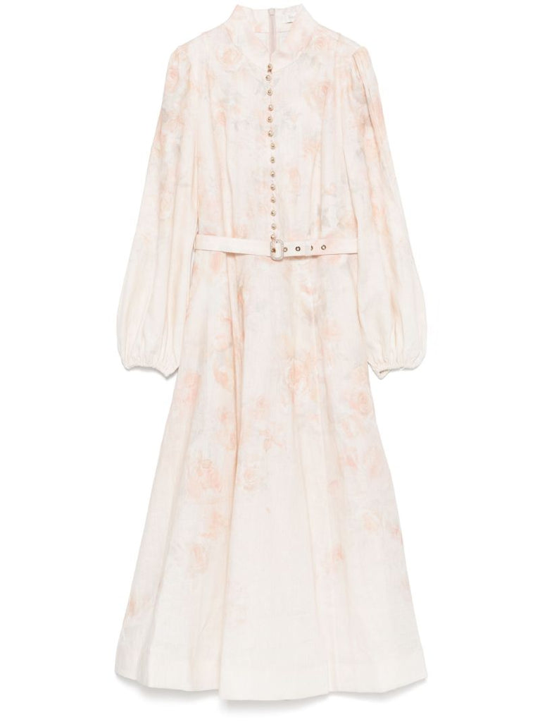 Rose-print Midi Dress