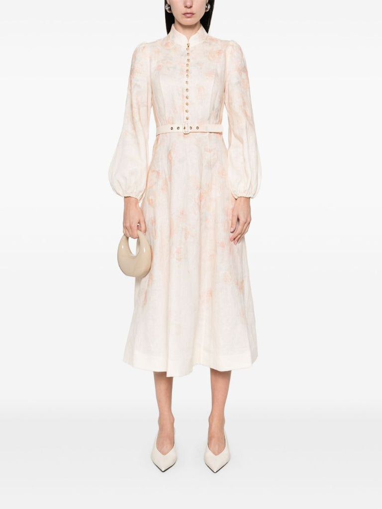 Rose-print Midi Dress