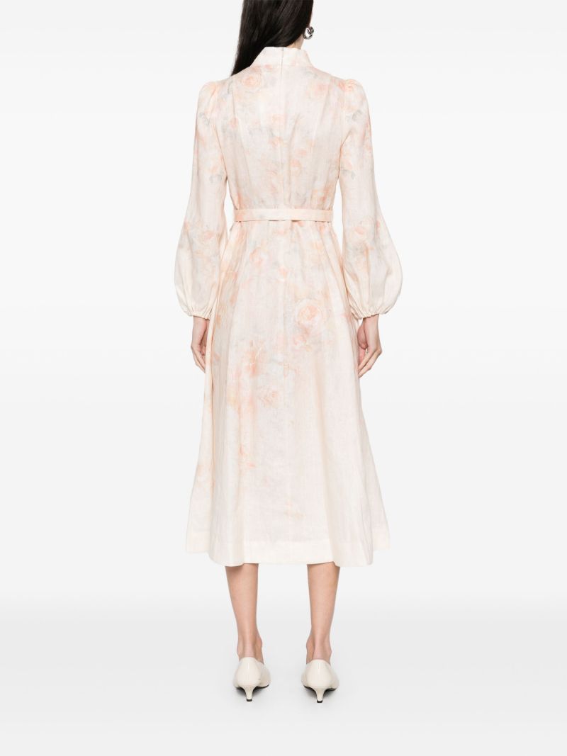 Rose-print Midi Dress