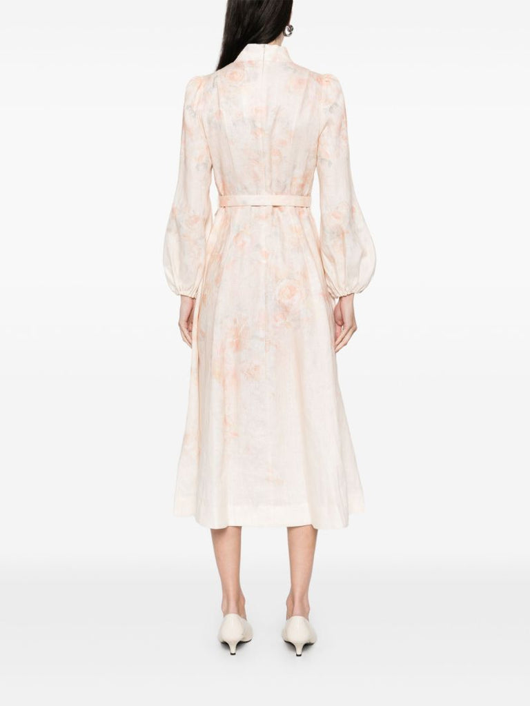 Rose-print Midi Dress