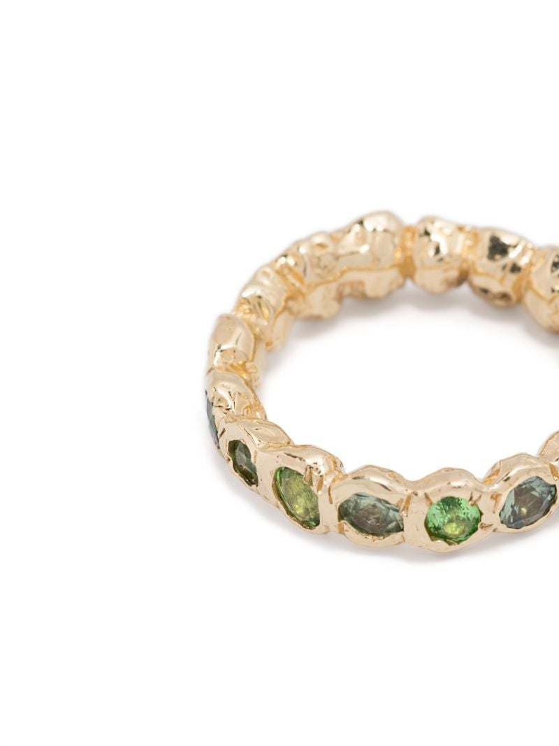 14k Yellow Gold Alpha Sapphire and Tsavorite Ring